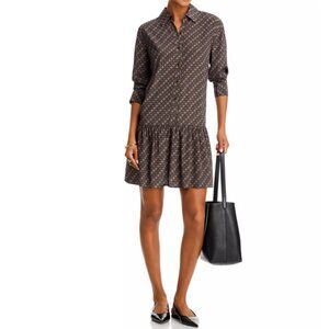 Veronica Beard 'Alexandra' Silk-Blend Mini Shirt-Dress, Pine Multi